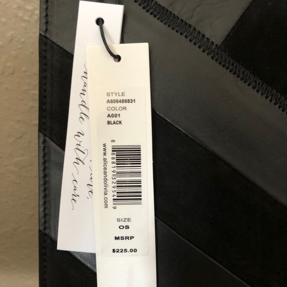 ❌HOLD❌alice + olivia Suede & Leather Striped - Picture 4 of 7